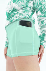 Women's Fishing Active Shorts - Ocean Mint Green